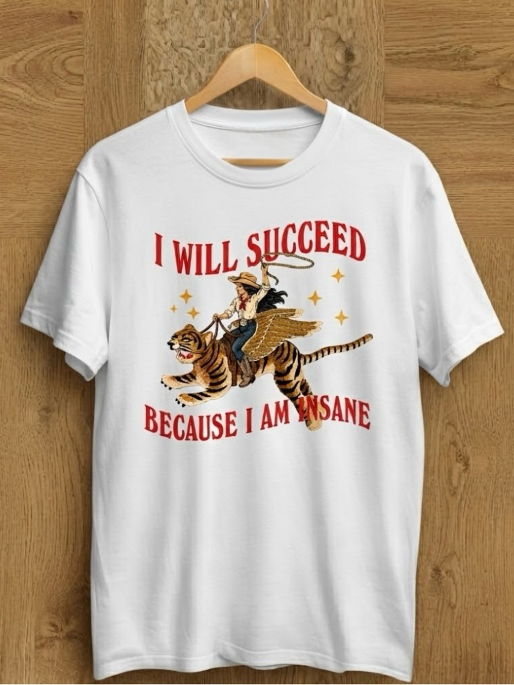 Winged Tiger Cowgirl T-Shirt | Motivational Western Fantasy |  Adventure Fans